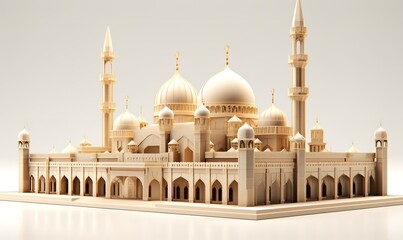 An illustration of a magnificent mosque design concept in a miniature form. Generative AI
