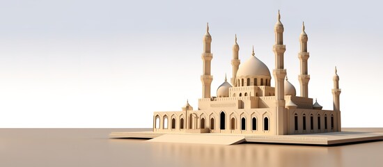 An illustration of a magnificent mosque design concept in a miniature form. Generative AI