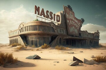 Abandoned casino in a wasteland. Generative AI