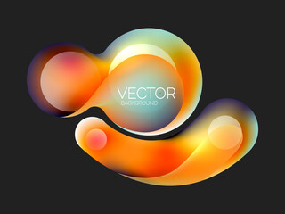 Beautiful flowing round shapes and circles abstract background. Liquid color bubble composition