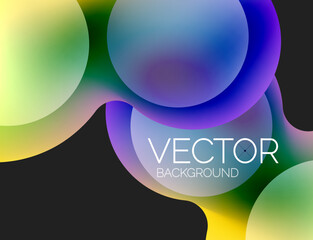 Beautiful flowing round shapes and circles abstract background. Liquid color bubble composition
