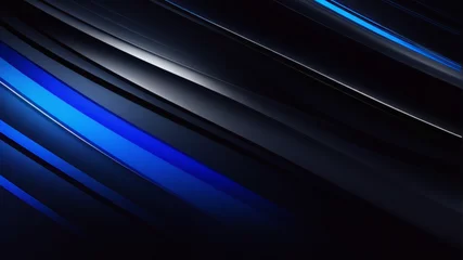 Foto op Canvas El azul y el negro abstractos son un patrón claro con el degradado con textura de metal de pared de piso, tecnología suave, fondo diagonal, negro, oscuro, limpio, moderno. © Marios