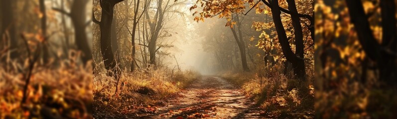 Autumn forest background - obrazy, fototapety, plakaty