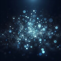 Fototapeta premium Dark Blue Light Bokeh Effect on Dark Background, Dark Blue Bokeh Blur Effect on Black Background