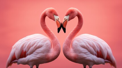 Two Flamingos forming A Heart Shape 