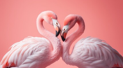 Two Flamingos forming A Heart Shape 