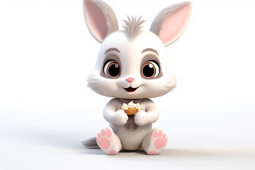 Naklejka na ściany i meble Cute rabbit 3d character and a white background cake