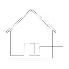 House single line continuous outline vector art drawing and simple one line home minimalist design