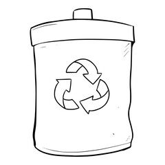 trash recycle bin outline hand drawn illustration