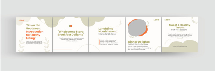 How to Instagram carousel template, social media carousel banner design for healthy eating tips.