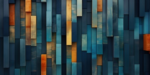 The textured mosaic background is yellow blue and orange