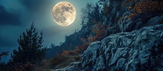Nighttime full moon.