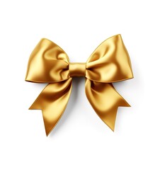 Elegant gold colored bow tie on white background. generative AI