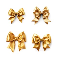 Elegant gold colored bow tie on white background. generative AI