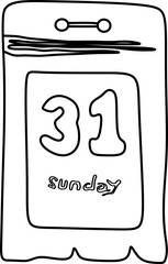 Calendar December Month sketch and Icon, Flat Calendar symbol. New Year 2024