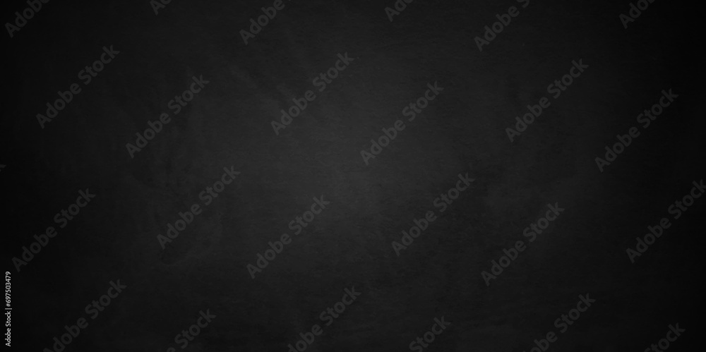 Wall mural Dark black grunge textured concrete old blackboard and chalkboard rough background. Panorama dark grey black slate background or texture. Vector black concrete texture. Stone wall background.