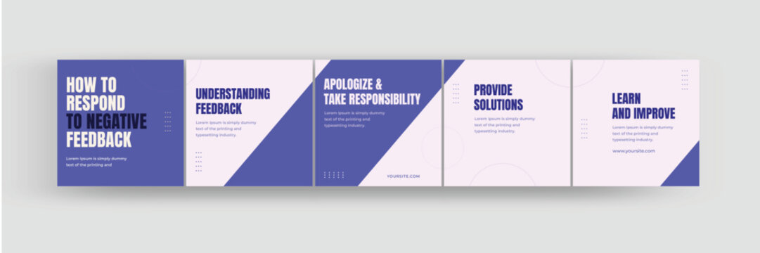 How to respond to negative reviews social media carousel, feedback management Instagram carousel design