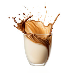 coffee caramel with milk splashing isolated on transparent background Remove png, Clipping Path, pen tool