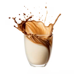 Foto op Aluminium coffee caramel with milk splashing isolated on transparent background Remove png, Clipping Path, pen tool © Vector Nazmul