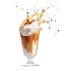 coffee caramel with milk splashing isolated on transparent background Remove png, Clipping Path, pen tool