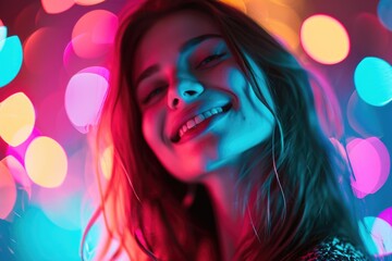 Fototapeta premium Neon color woman portrait