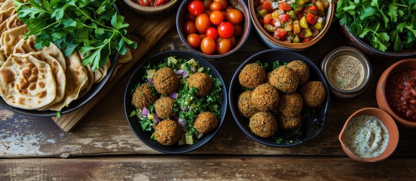 Traditional Arabic breakfast food, known as foul medames, includes falafel.