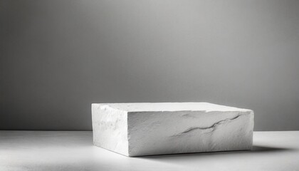 Fototapeta na wymiar Modern Simplicity: White Stone Platform Enhancing Beauty in Gray Surroundings