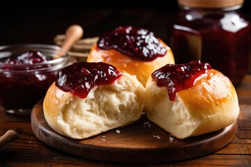 Typical Czech sweet buns made of yeast dough. - obrazy, fototapety, plakaty