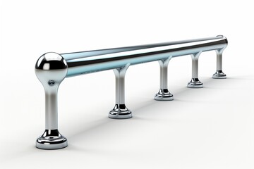 Aluminum Handrail on white background.