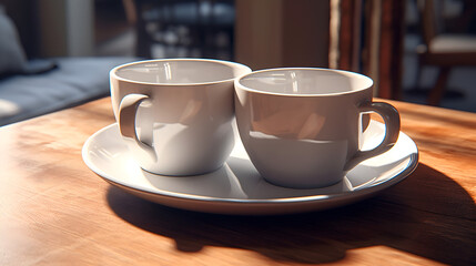 Fototapeta premium White porcelain cup on background AI generative.