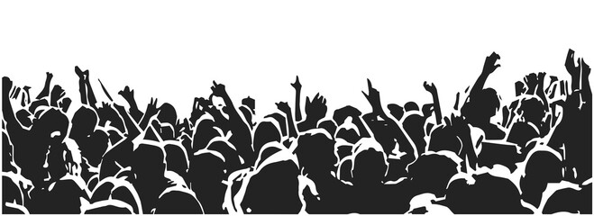 Illustration of dynamic cheering crowd at concert event
