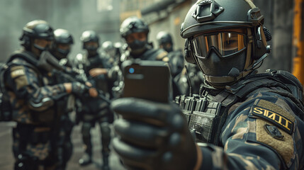 SWAT Team Members Taking a Group Selfie