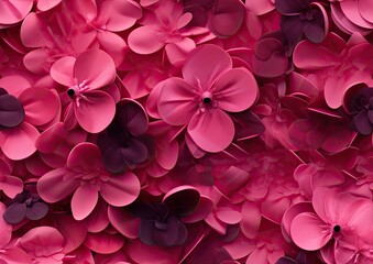 Pink paper flowers background for creative design