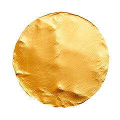 circle piece of golden foil isolated on transparent background Remove png, Clipping Path, pen tool