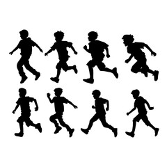 Collection silhouette of children running.