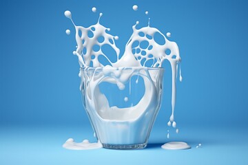Milk in glass forms a heart shape, creatively rendered in 3D. Generative AI