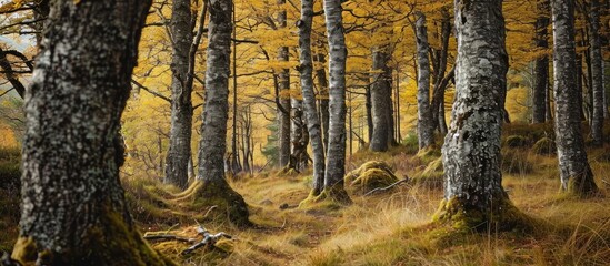 Gorgeous sight of alder trees in a grove.