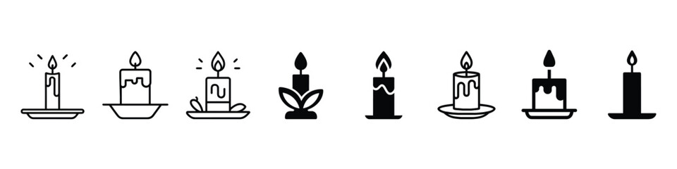 Candle icon, candlestick on holder flat vector icon, Candle silhouettes. Candle vector icons.  burning candles icon, Candle icon