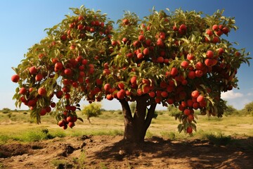 Fototapeta na wymiar Image of a tree with ripe fruits. Generative AI