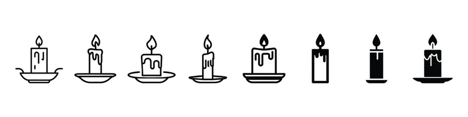 Candle icon, candlestick on holder flat vector icon, Candle silhouettes. Candle vector icons.  burning candles icon, Candle icon