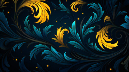 Vintage Elegance: Floral Baroque Pattern on a Dark and Luxurious Background