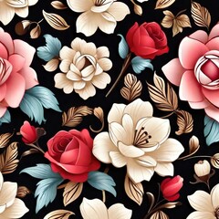 beautiful floral flower seamless pattern background for premium product ai generated