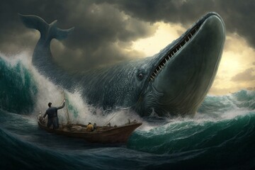 Biblical story of Jonah. Generative AI - obrazy, fototapety, plakaty