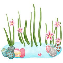 easter eggs and flowers