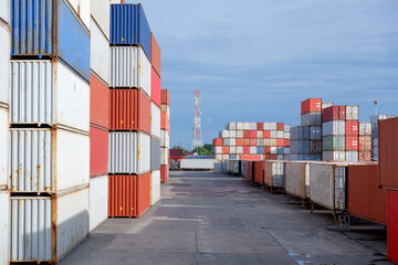 Containers in a large storage yard