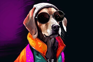 Digital pop art of a fashionable dog. Generative AI