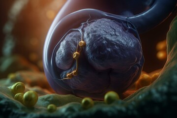 3d rendered, medically accurate illustration of gallbladder cancer. Generative AI
