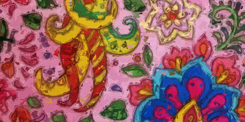 Oil paintings and various flowers, birds, butterflies, and chrysanthemums are beautiful