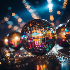 Fototapeta na wymiar disco ball with disco lights