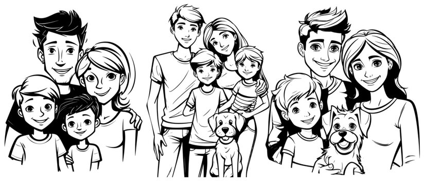 Family. Children. Vector illustration ready for vinyl cutting